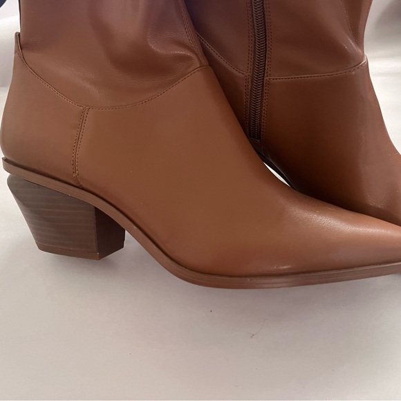 Franco Sarto Brown Ankle Booties with Pointed Toe and Minimalist Design - Picture 3 of 10